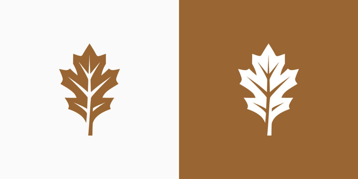Oak leaf vector logo design with modern, simple, clean and abstract style.