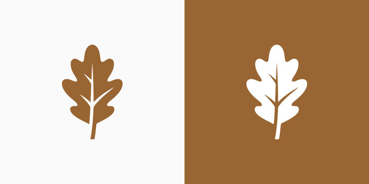 Oak leaf vector logo design with modern, simple, clean and abstract style.