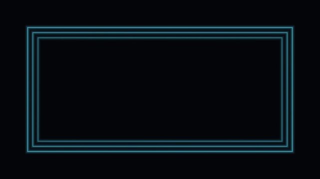 Animated cyan neon multi frame glowing border background flowing loop