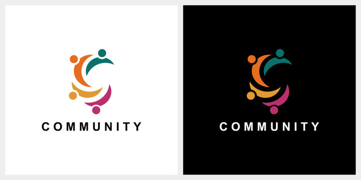 Abstract letter C community logo design inspiration