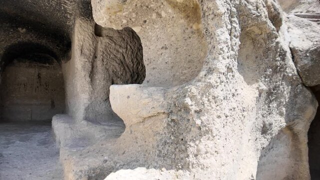 Vardzia cave monastery, a historical rock-cut complex carved into Erusheti Mountain in Georgia during the 12th century, showcasing medieval architecture and ancient monastic life