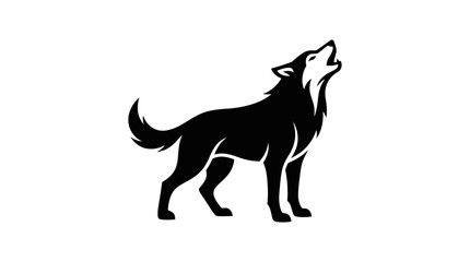 Obraz premium Black silhouette of a wolf howling.