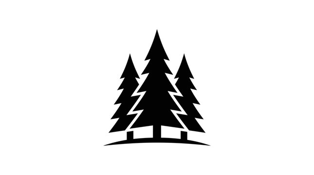 Black silhouette of pine trees.