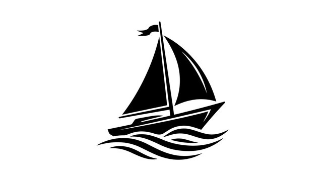 Sailing boat on the ocean waves.