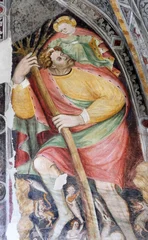 Saint Christopher, fresco in the cloister, Cathedral of Santa Maria Assunta and San Cassiano in Bressanone, Italy © zatletic