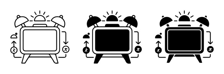 Naklejka premium Television icons, TV set illustrations, screen symbols, media icons, vector graphics