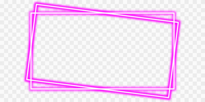 Pink neon rectangle shape frame. Vivid glowing Pink border isolated on transparent background. Shine glow light electric pink neon sign Banner, Mockup, presentation, Design element, PNG