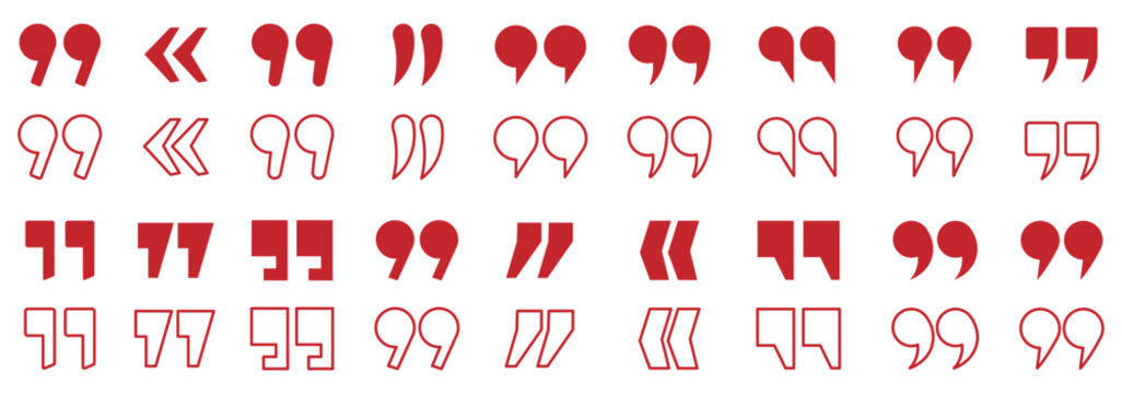 Quotation Marks and Punctuation Icon Set with Comma, Apostrophe, Parenthesis, and Speech Quote Symbols. quotation mark double quote icon set vector. Set of quote mark icons isolated .