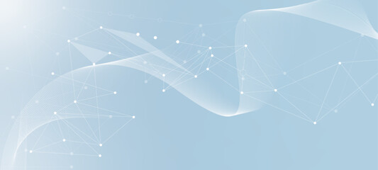 Network connection. Abstract mesh, molecular plexus line and abstract blue background with stars © nijom