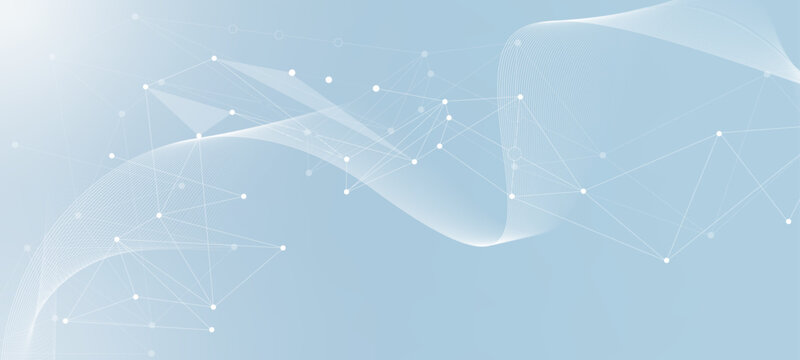 Network connection. Abstract mesh, molecular plexus line and abstract blue background with stars