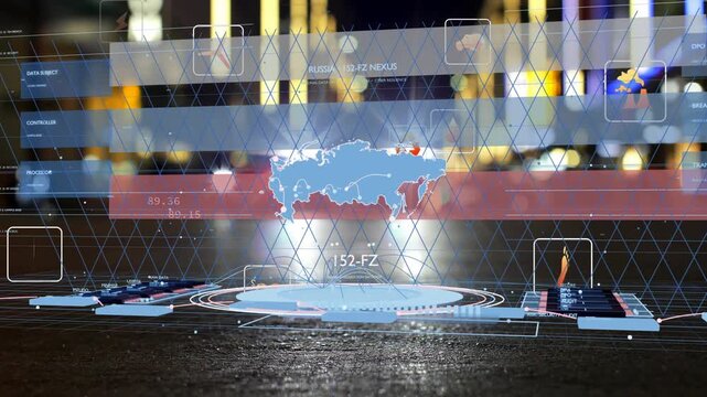 Holographic AR HUD rising over wet pavement, light pulse starting map, icons updating metrics