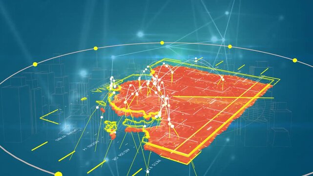 When orbit ring pulses, 3D China map rotating, nodes rising, arcs pulsing to visualize network flow