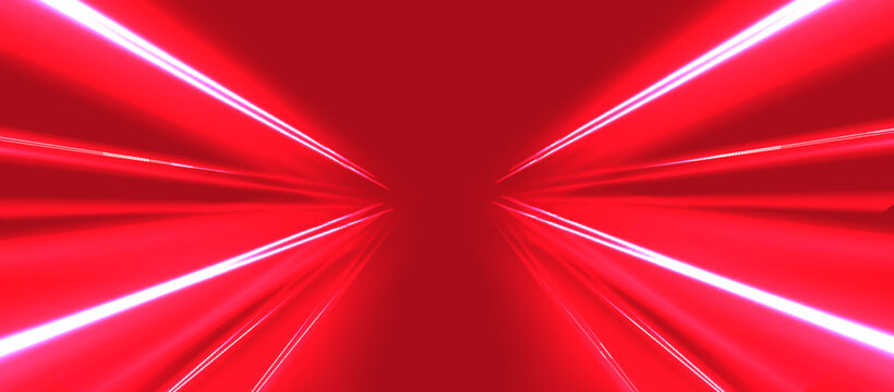 Light speed motion effect. Red color spiral glow effect. Magic shiny line sparkles and sequins