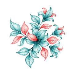 Fototapeta premium A bouquet of flowers with pink buds and green leaves