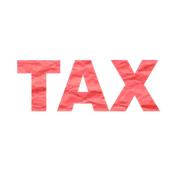 Bold red text spelling the word tax