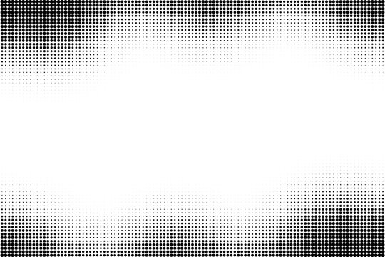 Abstract Black Halftone Dot Gradient Border Background with Copy Space