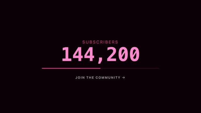 Pink YouTube Subscriber Count Tick Animation Loop