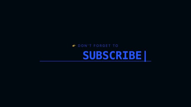 Blue YouTube Typewriter Subscribe CTA Animation Loop