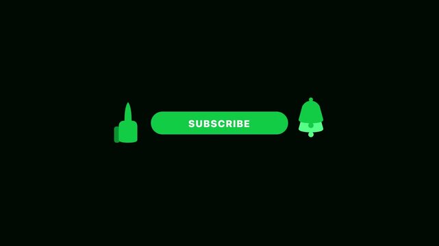 Green YouTube Like Subscribe Bell Combo Animation Loop