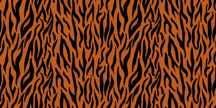 Orange and black tiger stripe pattern repeating vector illustration