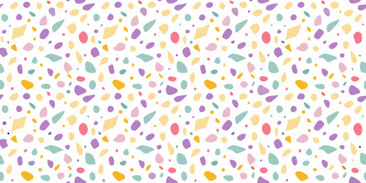 Colorful terrazzo pattern on a white background seamless repeating texture