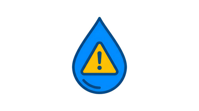 Blue water drop with warning sign