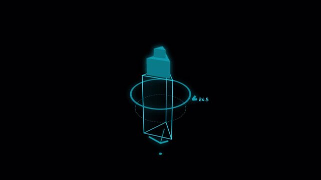 Abstract Holographic Triangular Prism Rotating in Digital Space.