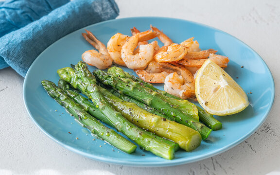 Pan Seared Shrimp With Asparagus Lemon And Garlic Healthy High Protein Dinner