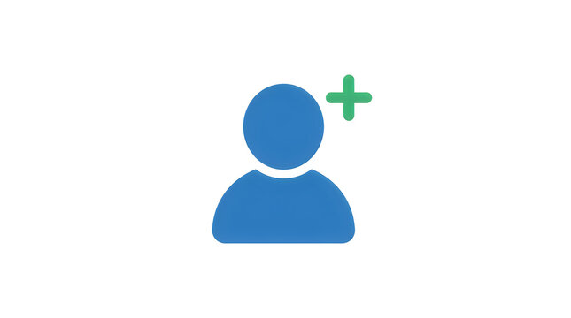 Blue user icon with green plus sign