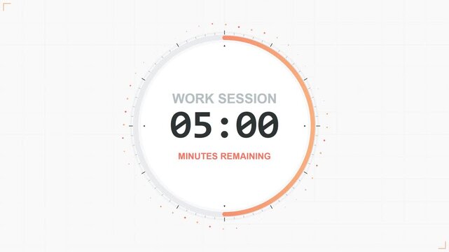 Work Session Countdown Timer with Remaining Minutes
