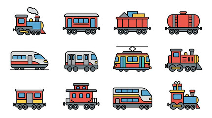 Colorful cartoon train engine and carriage set © Kesya