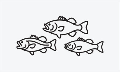 Obraz premium Bass fish vector design and using black line art icon set vector illustration