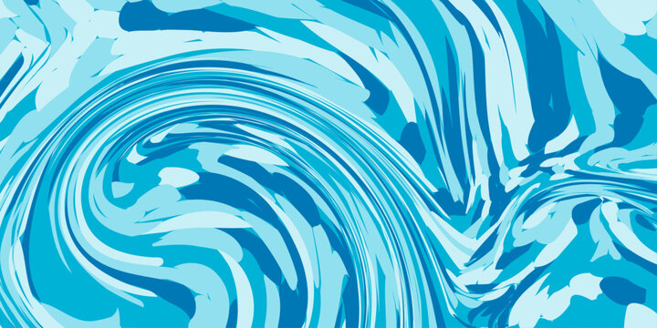 Abstract blue fluid marble pattern background dynamic liquid acrylic paint texture wavy swirl, wave lines turquoise ocean backdrop elegant flowing water digital creative vector design wallpaper.