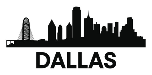 Dallas Skyline Silhouette with Reunion Tower and Text © Velixar Design