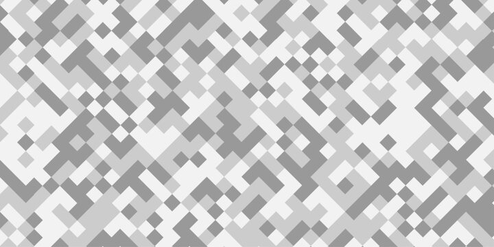 Abstract gray censored pixel mosaic pattern background seamless geometric white square digital tech backdrop, minimalist grid texture vector illustration design wallpaper banner artwork.