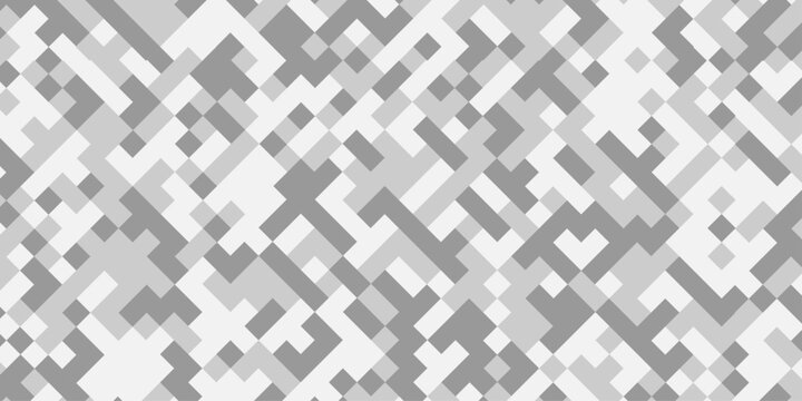 Abstract gray censored pixel mosaic pattern background seamless geometric white square digital tech backdrop, minimalist grid texture vector illustration design wallpaper banner artwork.