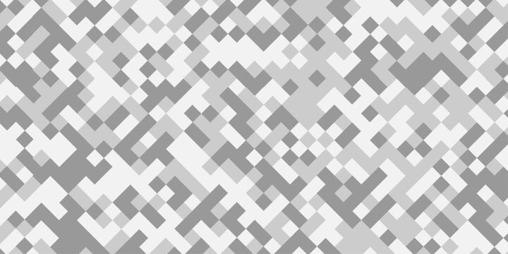 Abstract gray censored pixel mosaic pattern background seamless geometric white square digital tech backdrop, minimalist grid texture vector illustration design wallpaper banner artwork.