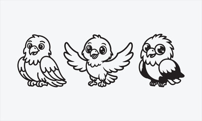 Naklejka premium Outline illustration of cartoon cute eagle isolated on white background vector illustration