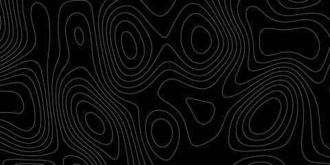 Abstract topographic map line background vector seamless topography contour curve texture, modern black and white geographic outline backdrop minimal wave design tech graphic wallpaper banner. © Abu Bokkor Siddique