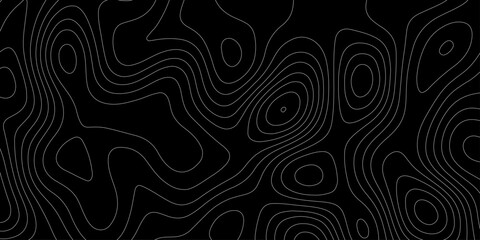 Abstract topographic map line background vector seamless topography contour curve texture, modern black and white geographic outline backdrop minimal wave design tech graphic wallpaper banner. © Abu Bokkor Siddique