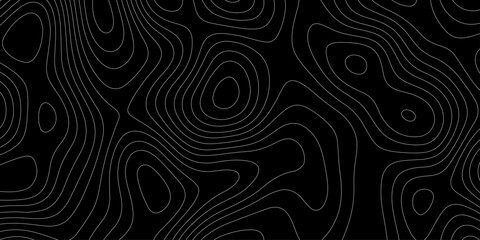 Abstract topographic map line background vector seamless topography contour curve texture, modern black and white geographic outline backdrop minimal wave design tech graphic wallpaper banner. © Abu Bokkor Siddique