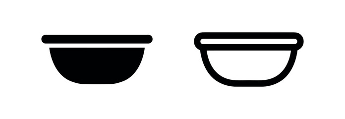 Fototapeta premium Empty kitchen bowl icon, food dish symbol, solid and outline vector illustration.