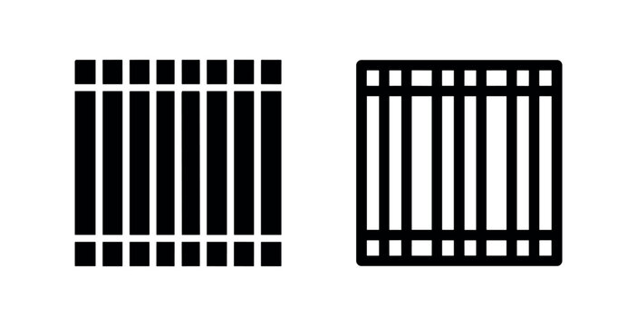 Grill Rack or Metal Bars Icon Set