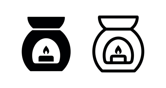 Aromatherapy diffuser or wax warmer icon set. Relaxation and ambiance symbol for home.