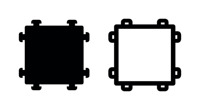Modular square panel with corner tabs icon
