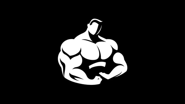 Strong Muscular Man Bodybuilder Flexing Biceps Vector Illustration. Fitness, Gym, Power, Strength, Workout Concept Graphic.