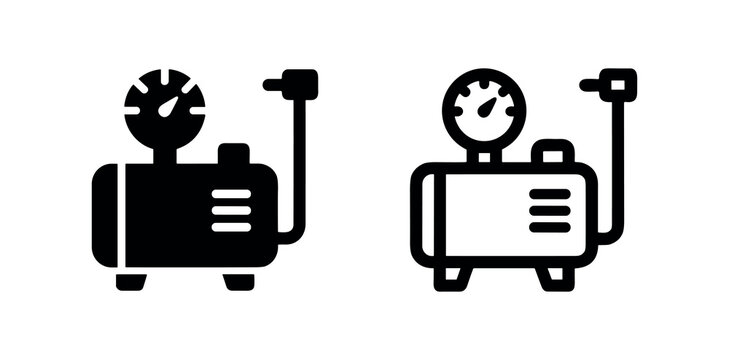 Air Compressor Icon: Industrial Equipment Symbol for Power Tools and Pneumatics