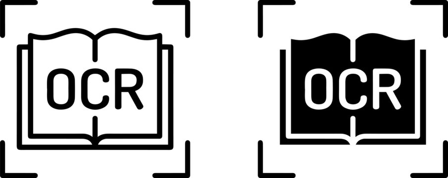 Optical Character Recognition Icons on White Background Minimalist Design