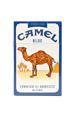 ST. PETERSBURG, RUSSIA - APRIL 10, 2026: Camel Blue cigarettes box on white background