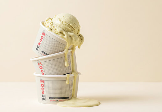 Cups Mockup with Melting Ice Cream Branding Logo Design